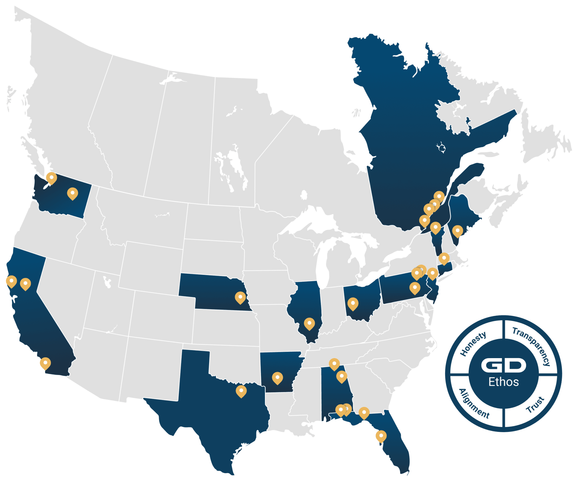 General Dynamics USA Locations Map